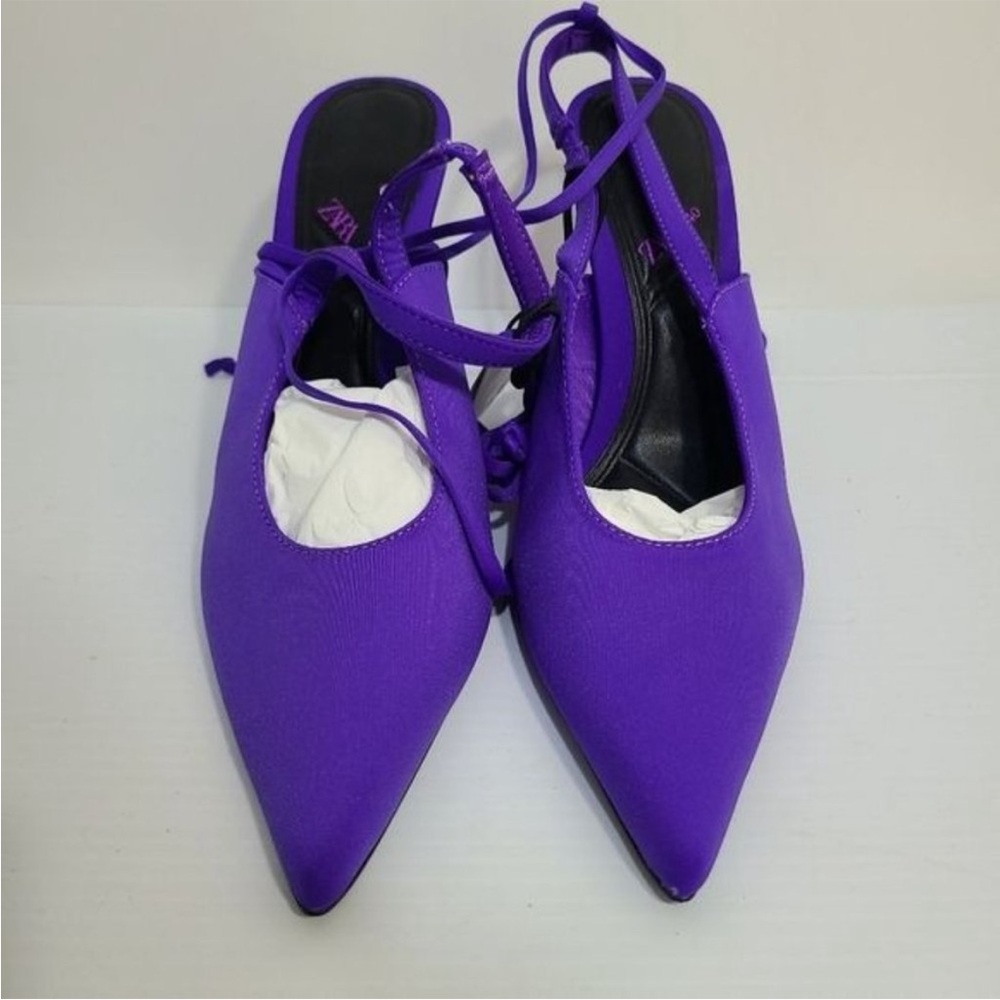 NWT ZARA LACE UP HIGH-HEEL SHOES LILAC 3209/010/081 - Picture 8 of 9